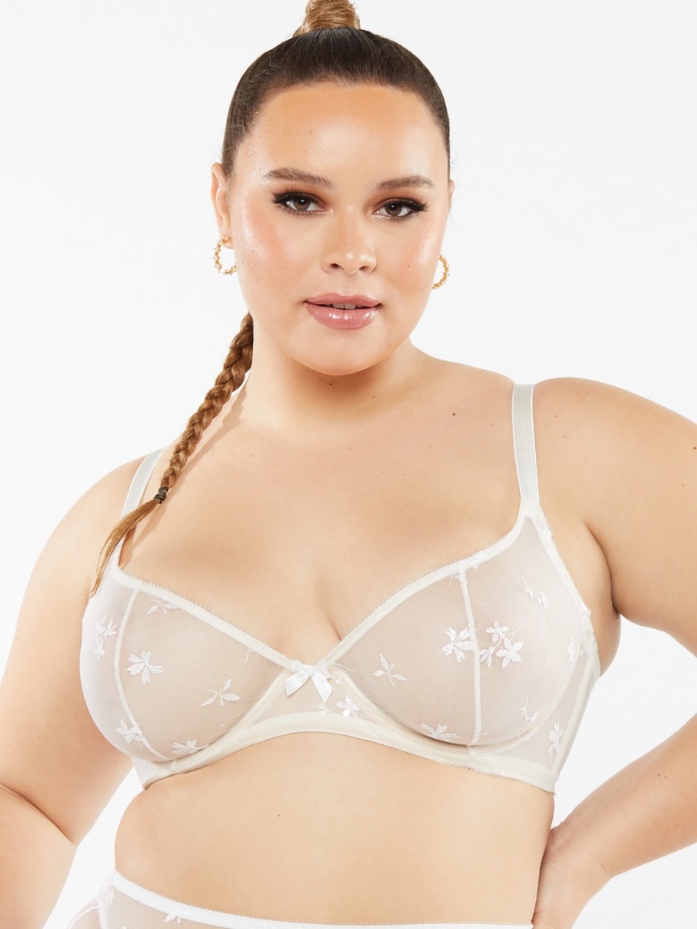 Savage X Fenty Foiled Sprigs Embroidered Unlined Bra-Snow White Fresh Cut Floral